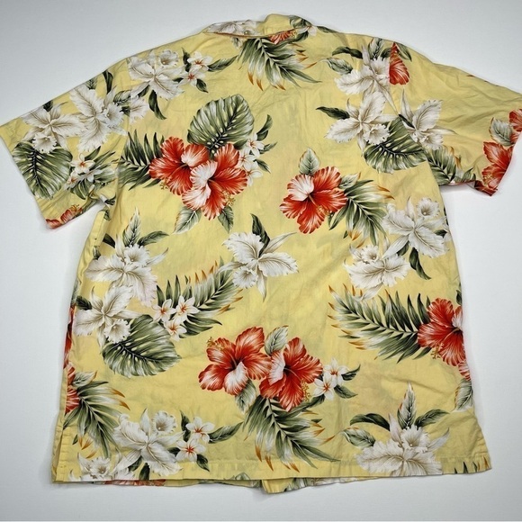 Vintage Aloha Shirt KY’s Hawaiian Top Button Beach Vacation Summer Floral Yellow - Picture 8 of 11